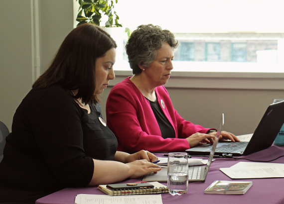 The Chair of the Coalition, Frances LeBlanc and Executive Director, Johanne Perron.